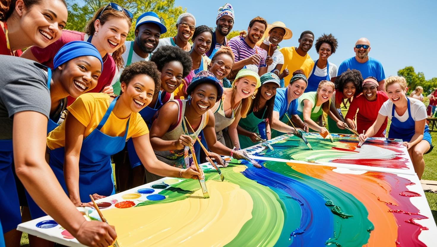 People painting on a canvas